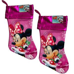 Disney Minnie Mouse Christmas Stocking Set of 2 Large 17 inch Holiday Stockings